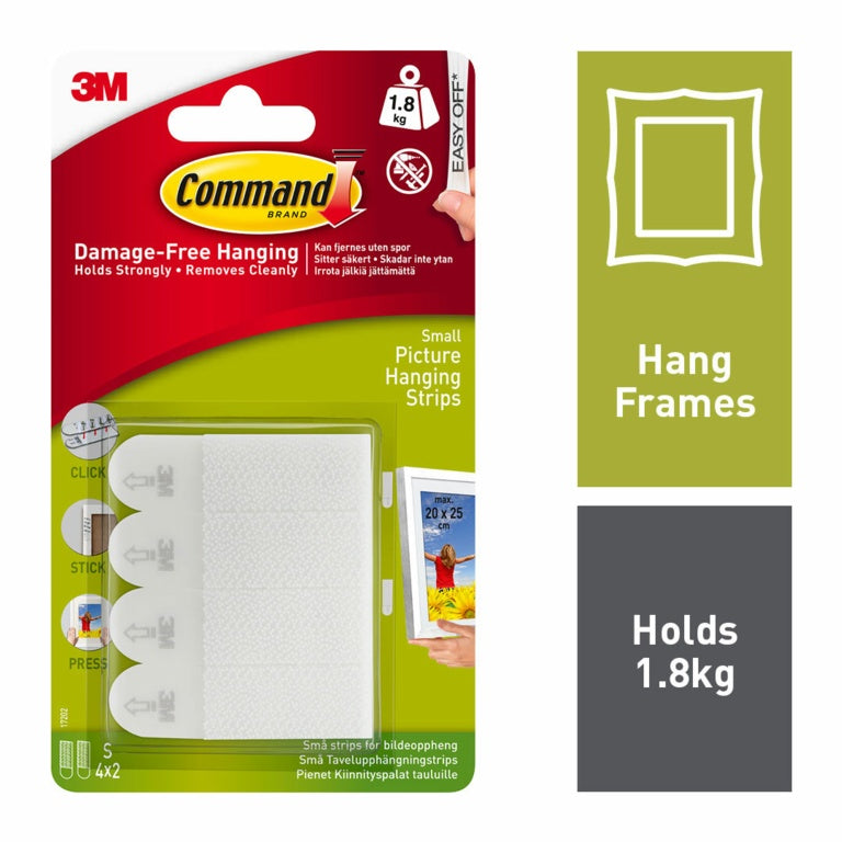 Commandâ„¢ Small White Picture Hanging Strips 4 Sets Of Small Strips product image