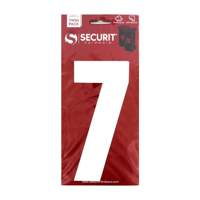 Securit White Self Adhesive Wheelie Bin Numbers Pack 2 No 7 170mm S6917 product image