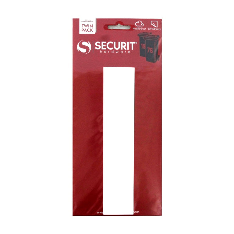 Securit White Self Adhesive Wheelie Bin Numbers Pack 2 No 1 170mm S6911 product image