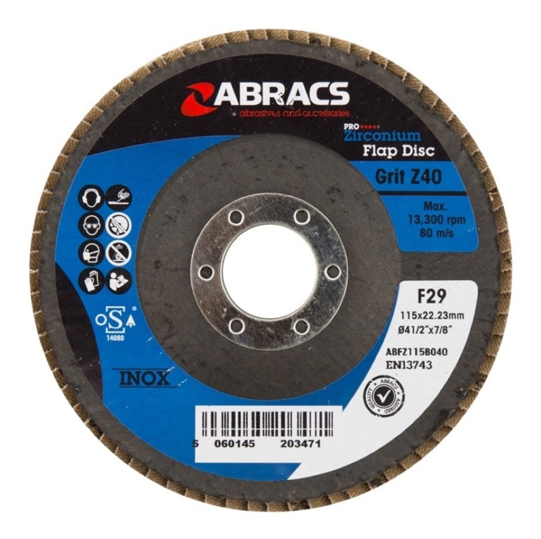Abracs Flap Disc 115mm 40 Grit 
