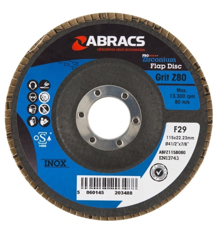 Abracs Flap Disc 115mm 80 Grit 