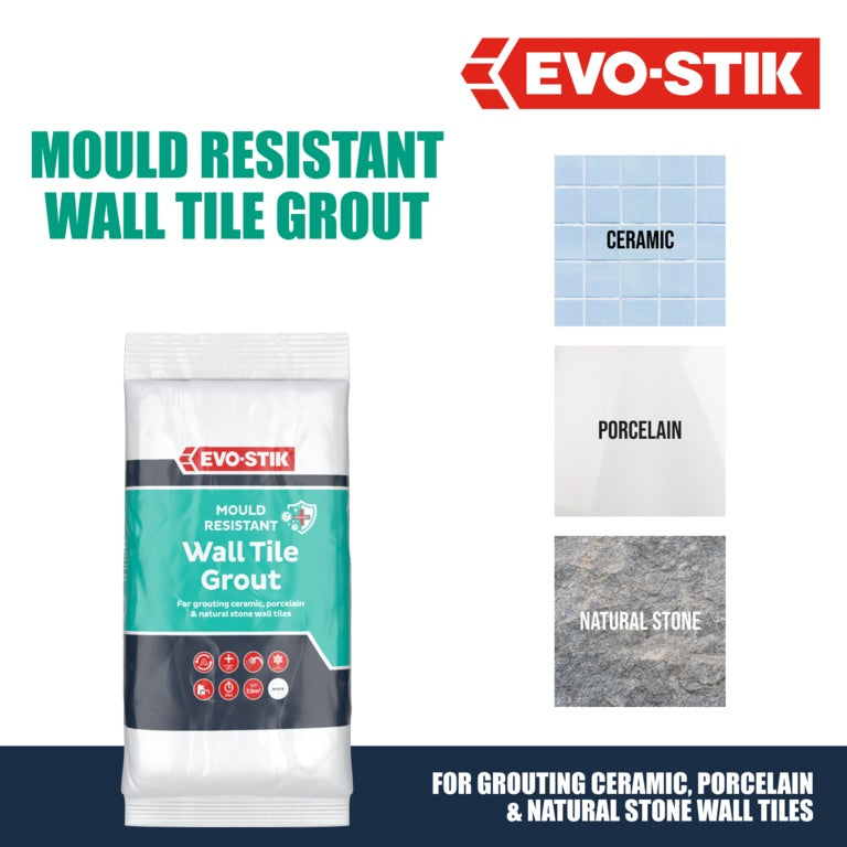 Evo-Stik Tile A Wall Fast Set Grout for Ceramic Tiles - White 1.5kg