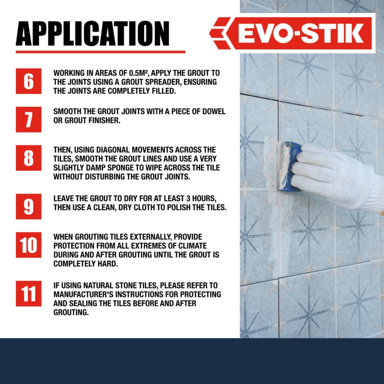 Evo-Stik Tile A Wall Fast Set Grout for Ceramic Tiles - White 1.5kg
