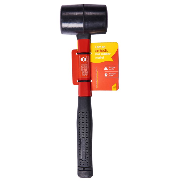 Amtech 8oz (225g) Black Rubber Mallet with Fibreglass Shaft