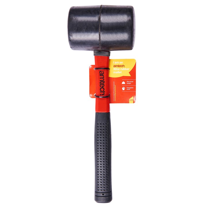Amtech 32oz (900g) Black Rubber Mallet with Fibreglass Shaft