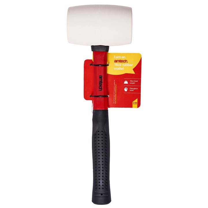 Amtech 16oz (450g) White Rubber Mallet with Fibreglass Shaft