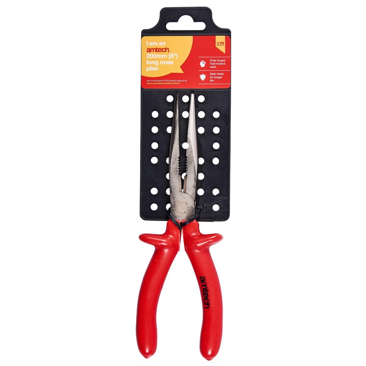 Amtech 200mm (8") Long Nose Plier with Slip Guard Handle