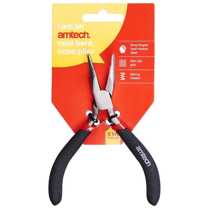 Amtech Mini Bent Nose Pliers with Spring