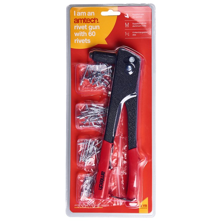 Amtech Rivet Gun with 60 Rivets
