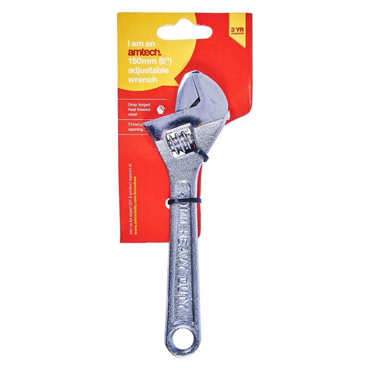 Amtech 150mm (6") Adjustable Wrench with 20mm (0.8") Jaw Opening