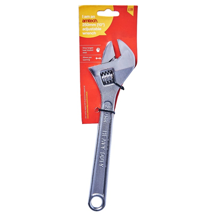 Amtech 250mm (10") Adjustable Wrench with 30mm (1") Jaw Opening