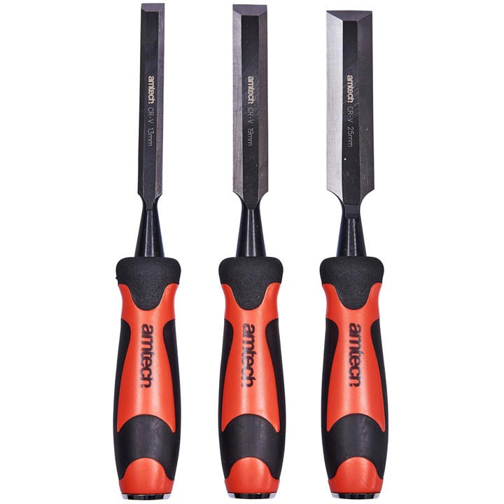 Amtech 3 Piece Bevel Edge CR-V Wood Chisel Set