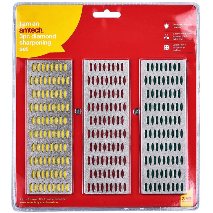 Amtech 3 Piece Diamond Stone Sharpening Set