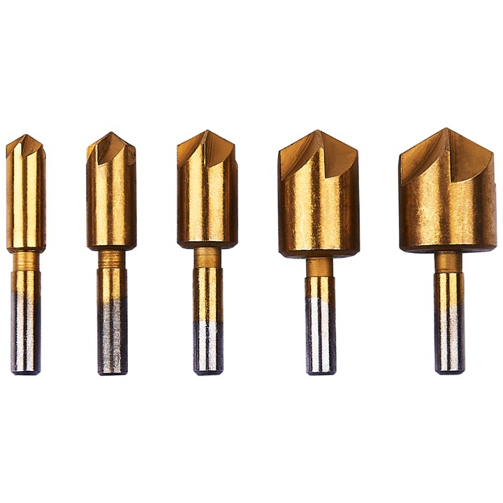 Amtech 5 Piece Titanium-coated Countersink Bit Set
