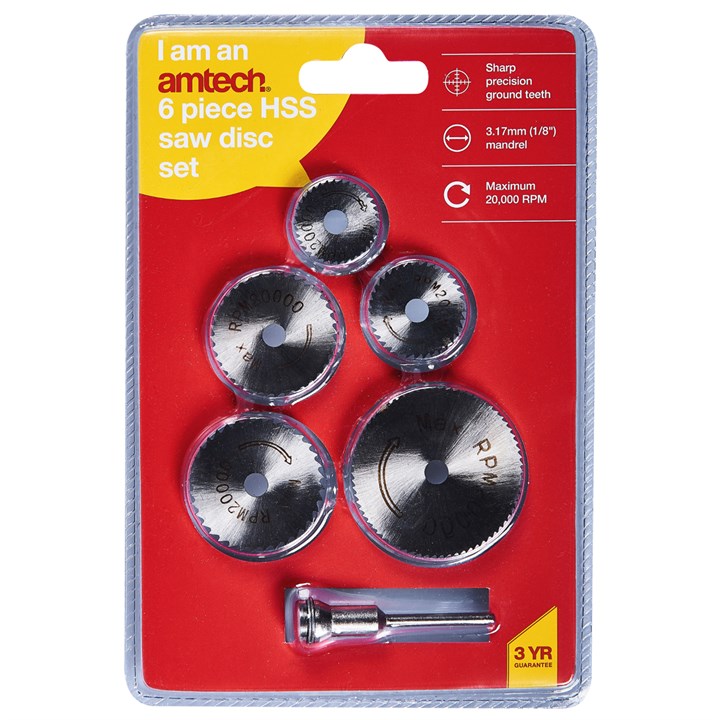 Amtech 6 Piece High Speed Steel (HSS) Saw Disc Set