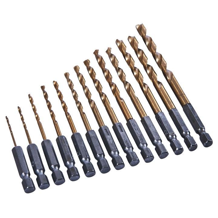 Amtech 13 Piece 6.25mm (1/4") Titanium Coated High Speed Steel (hss) Drill Bit Set