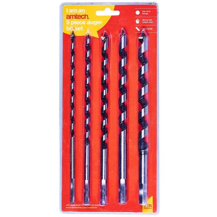 Amtech 5 Piece Auger Drill Bit Set (230mm Length)