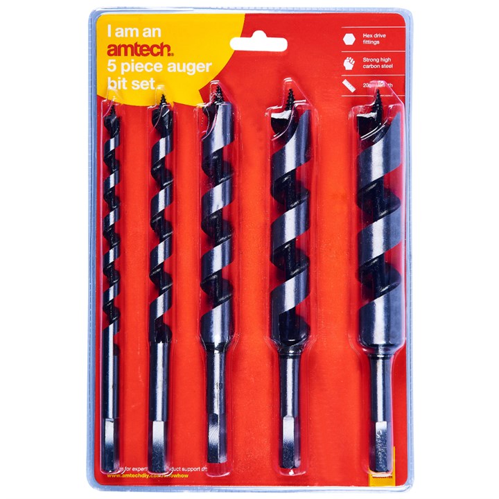 Amtech 5 Piece Auger Drill Bit Set (200mm Length)