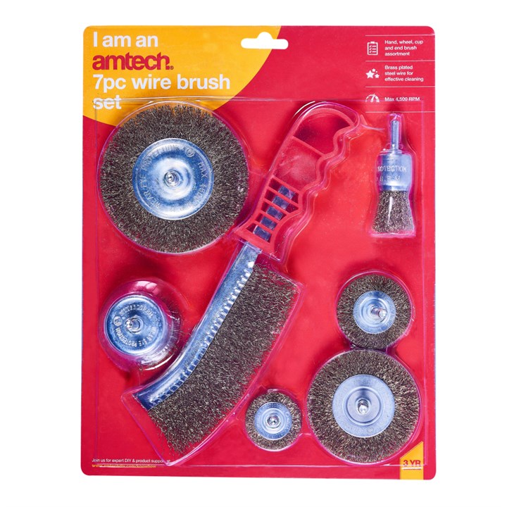Amtech 7 Piece Wire Brush Set