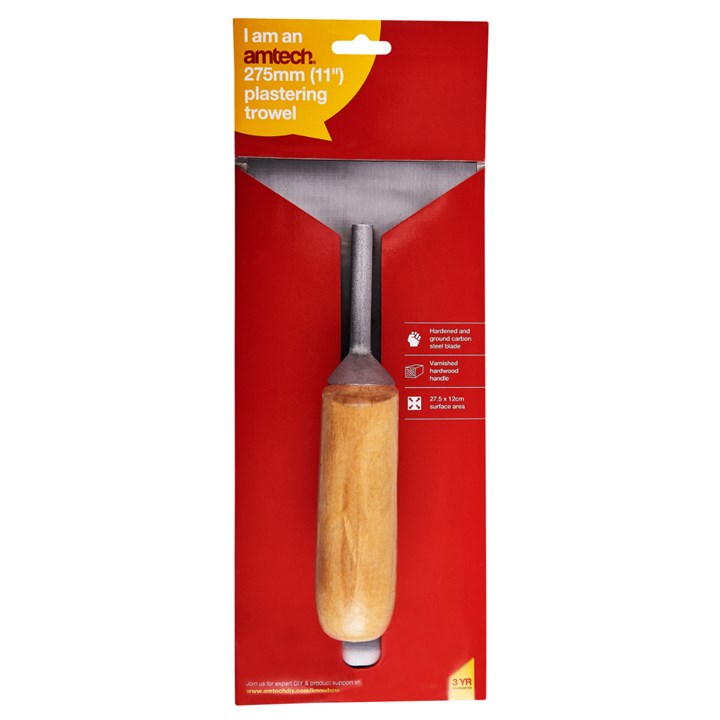 Amtech 280mm (11") Plastering Trowel with Wooden Handle