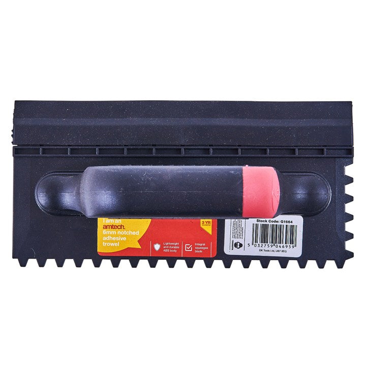 Amtech Notched Adhesive Trowel with Squeegee Blade