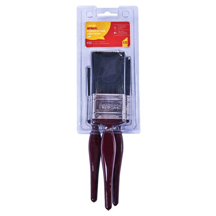 Amtech 3 Piece No Bristle Loss Paint Brush Set