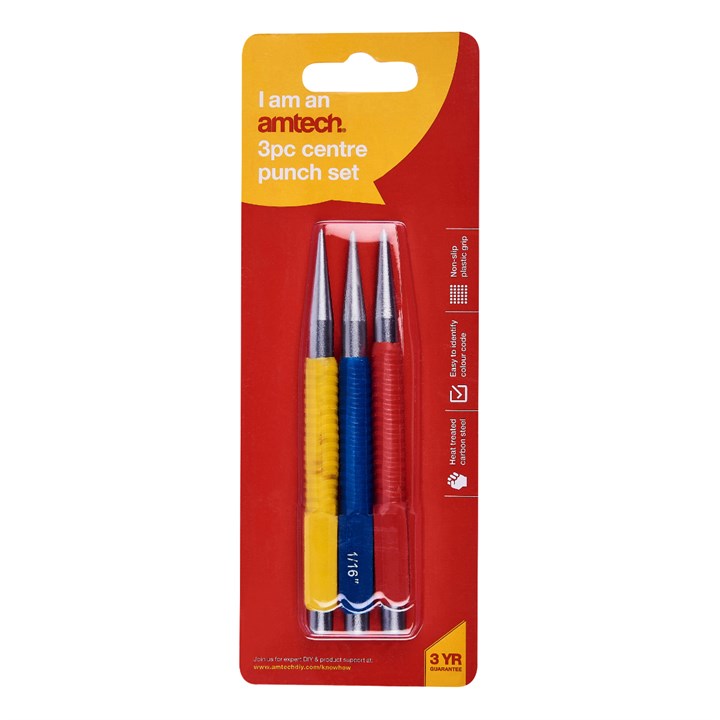 Amtech 3 Piece Colour Coded Centre Punch Set
