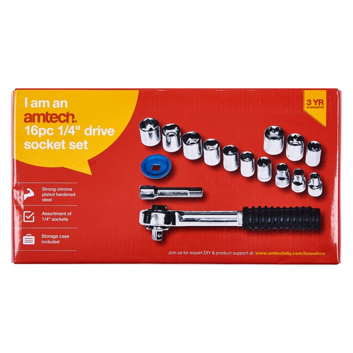 Amtech 16 Piece 1/4" Drive Socket Set