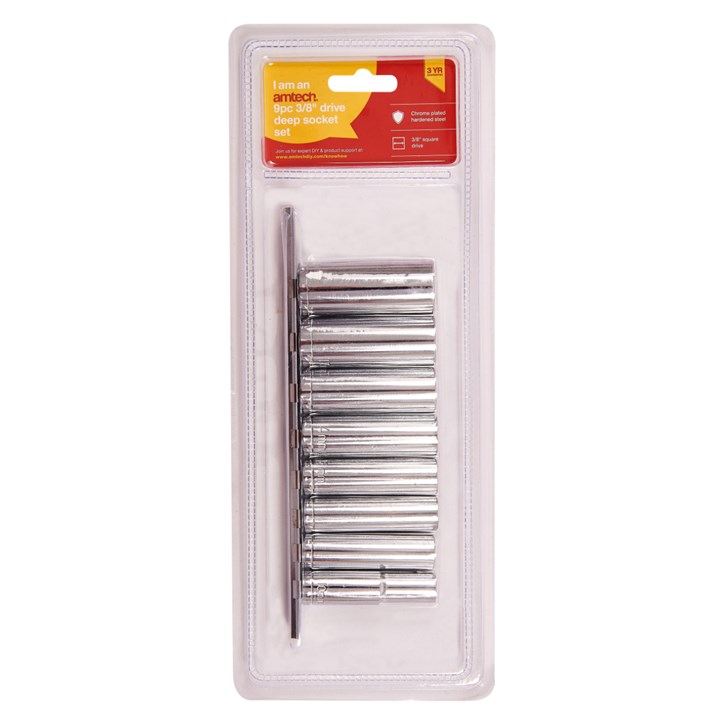 Amtech 8 Piece 3/8 Inch Drive Deep Socket Set