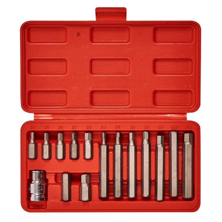 Amtech 15 Piece Hex Bit and Socket Set
