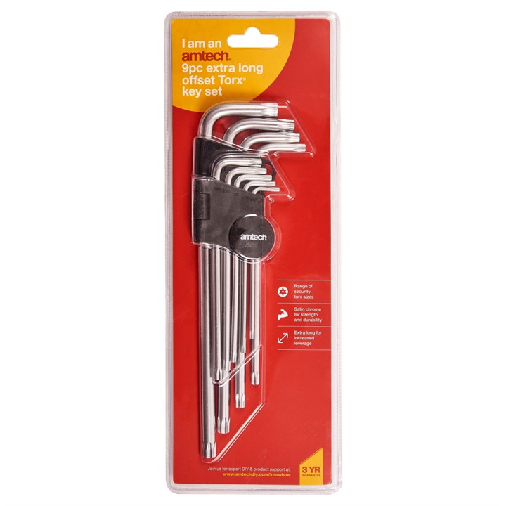 Amtech 9 Piece Extra-long Offset Torx Key Set