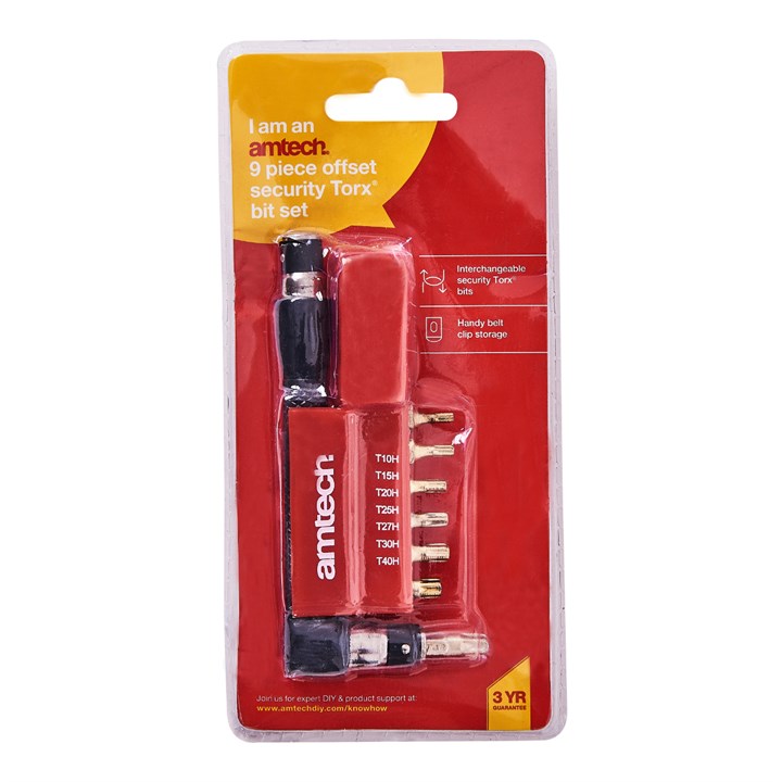 Amtech 9 Piece Offset Tamper Proof Torx Bit Set