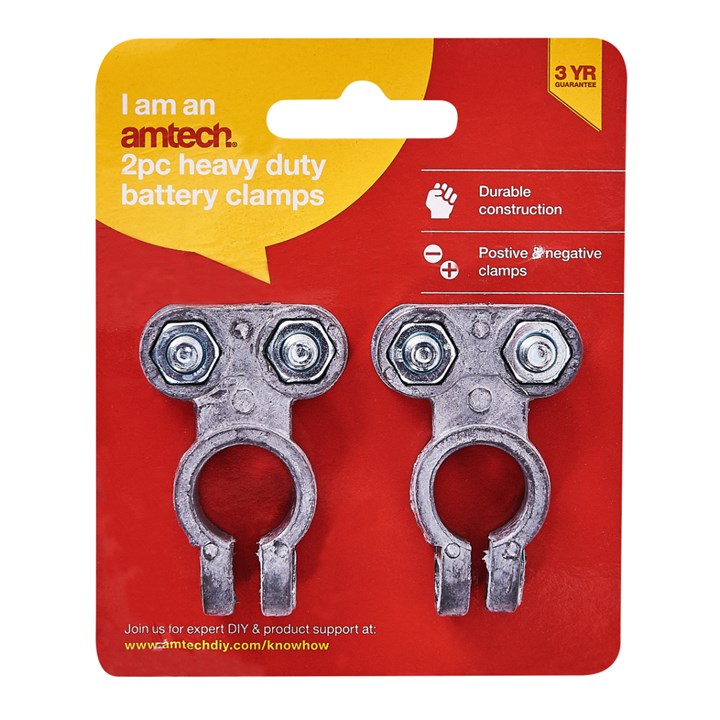Amtech 2 Piece Heavy Duty Battery Clamp Set