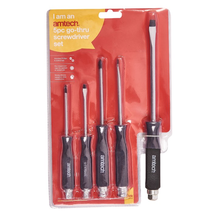 Amtech 5 Piece Go-thru Screwdriver Set