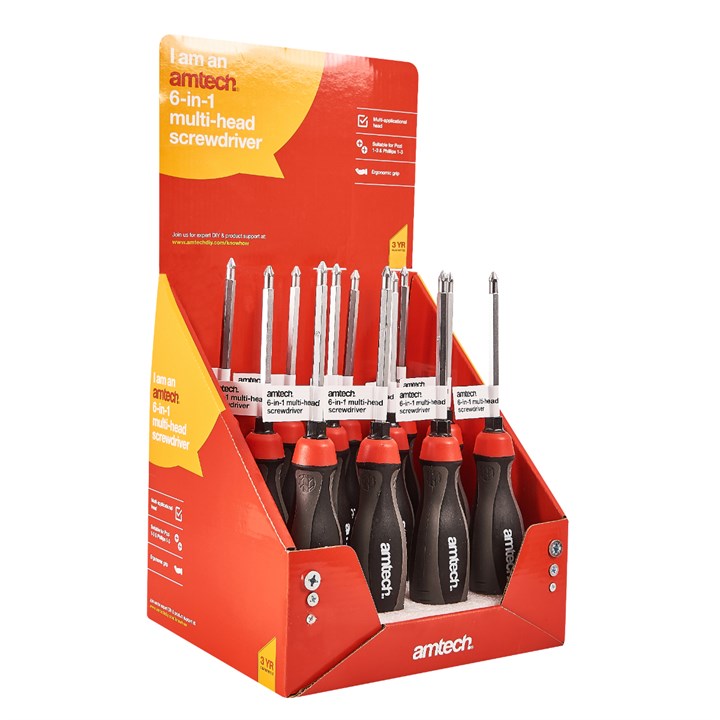 Amtech 6-in-1 Multi-head Screwdriver