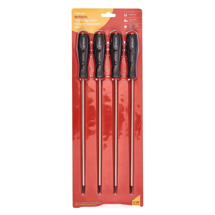 Amtech 4 Piece Long Reach Torx Screwdriver Set