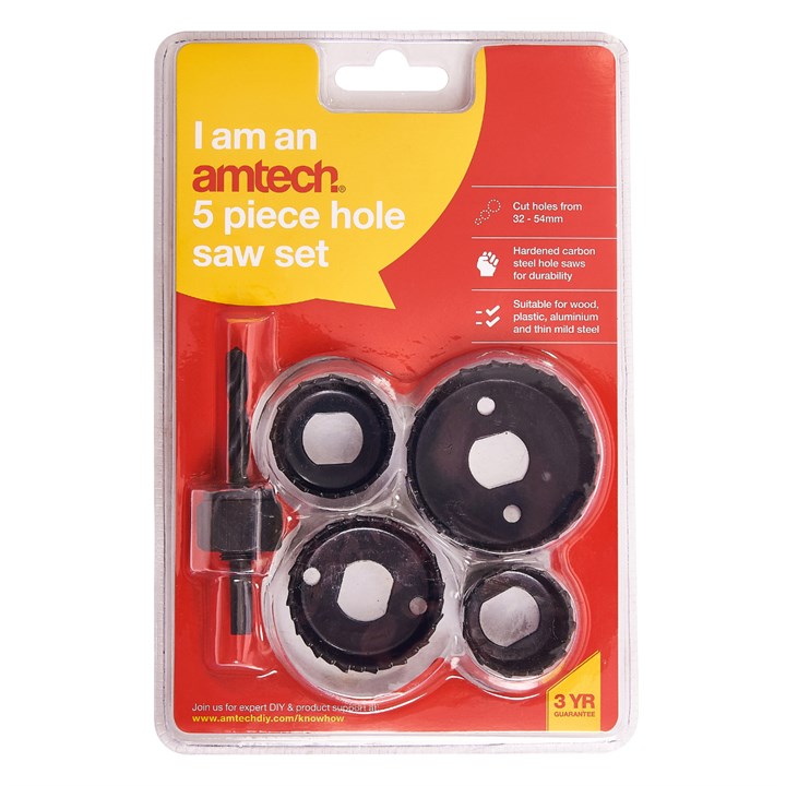 Amtech 5 Piece Circular Hole Saw Set