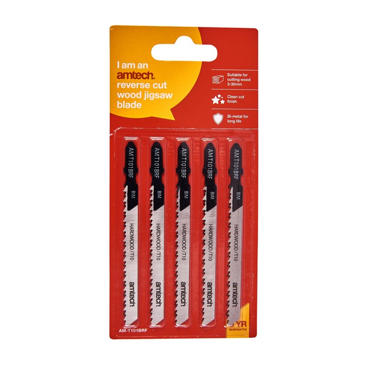 Amtech 5 Piece Reverse Cut Wood Jigsaw Blade Set (AMT101BRF)