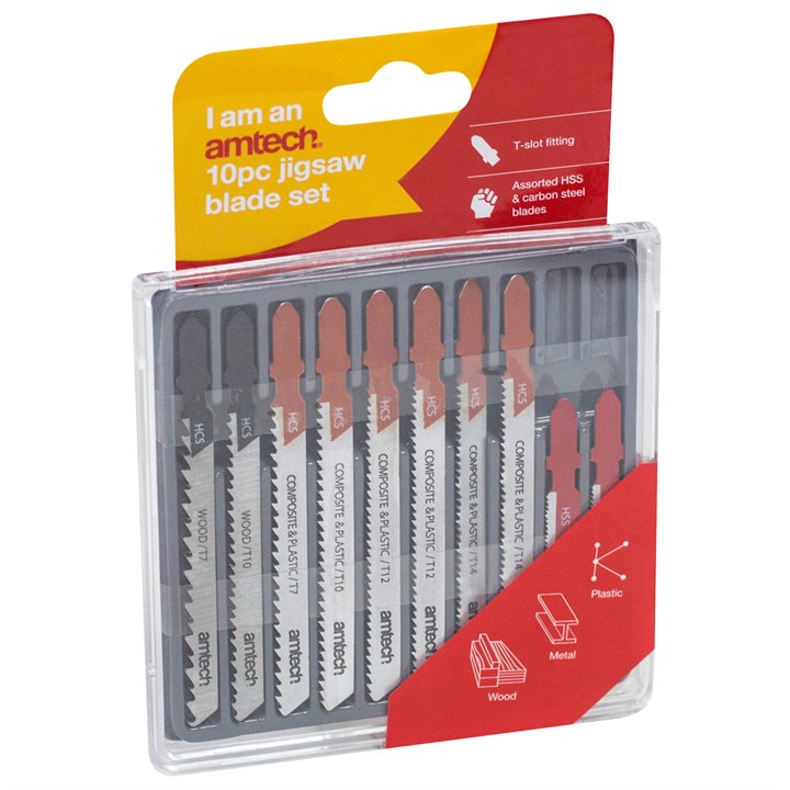 Amtech 10 Piece Mixed Jigsaw Blades with T-Slot Fitting
