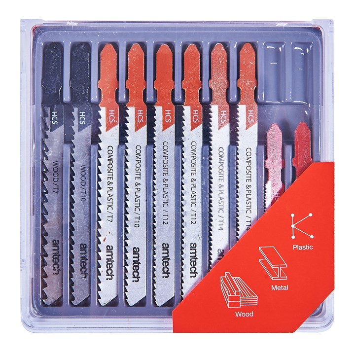 Amtech 10 Piece Mixed Jigsaw Blades with T-Slot Fitting