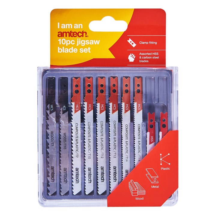 Amtech 10 Piece Mixed Jigsaw Blades with Clamp Fitting