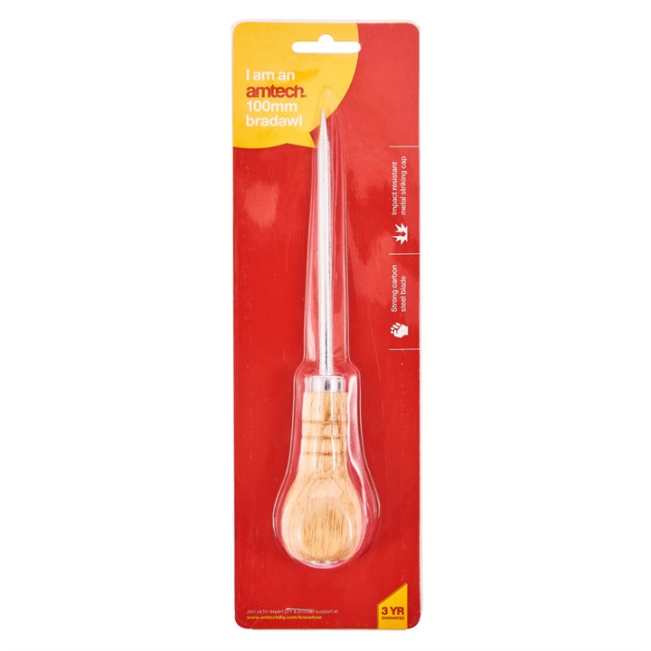Amtech 100mm (4") Bradawl with Wooden Handle