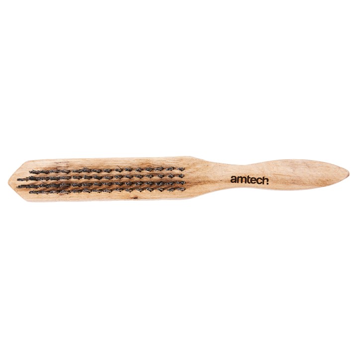 Amtech 4 Row Wire Brush with Wooden Handle