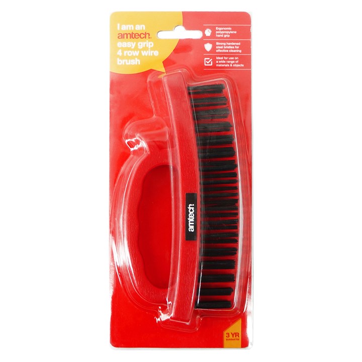 Amtech Easy-Grip 4-row Wire Brush