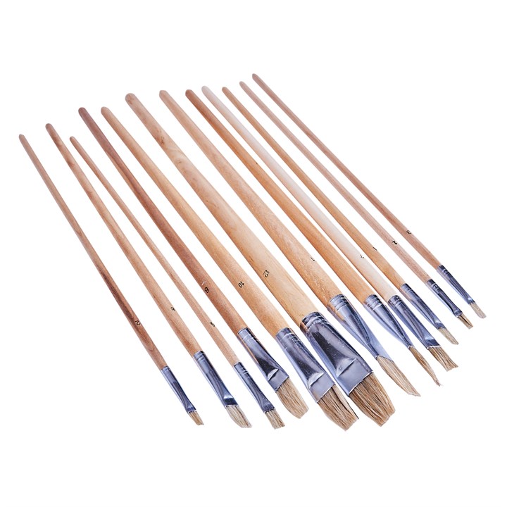 Amtech 12 Piece Flat Tip Art Brush Set