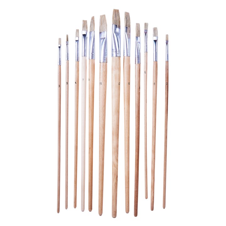 Amtech 12 Piece Flat Tip Art Brush Set