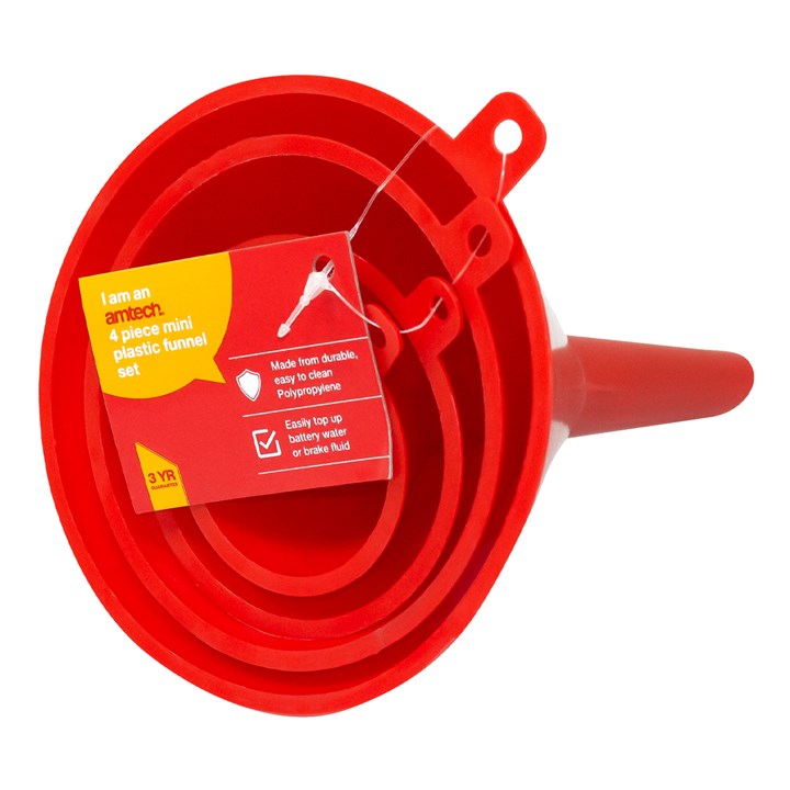 Amtech 4pc Mini Plastic Funnel Set