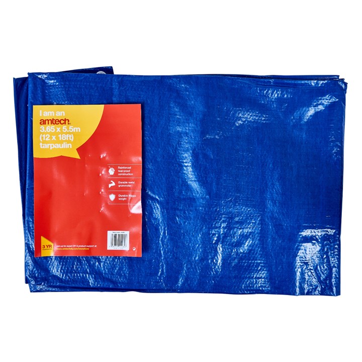 Amtech 550cm (18ft) X 365cm (12ft) Tarpaulin - Blue