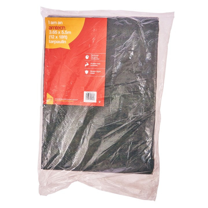 Amtech 550cm (18ft) X 365cm (12ft) Tarpaulin - Green