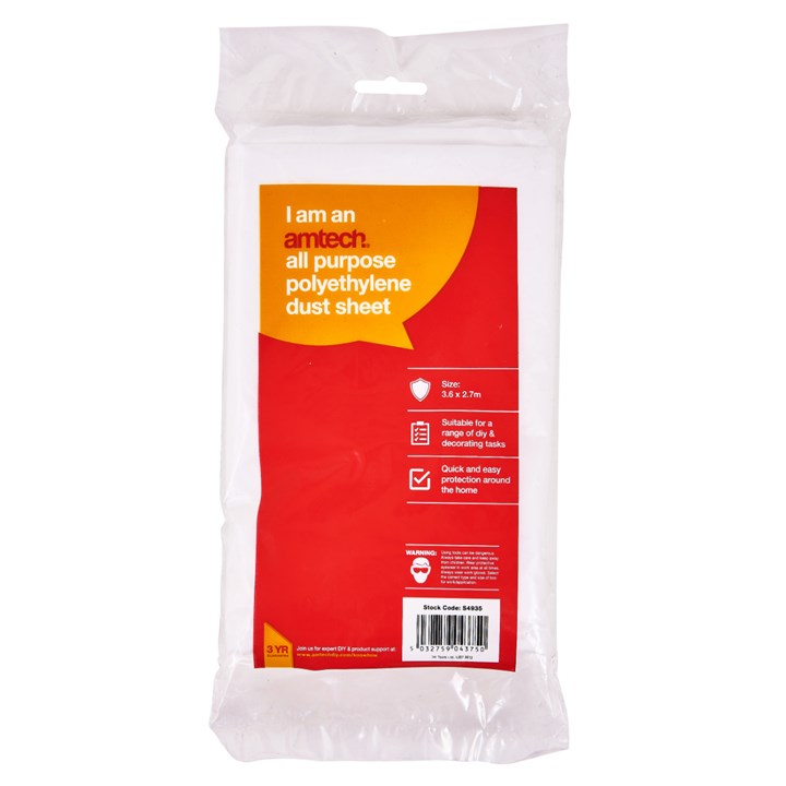 Amtech All-Purpose Polythene Dust Sheet (3.6M X 2.7M)